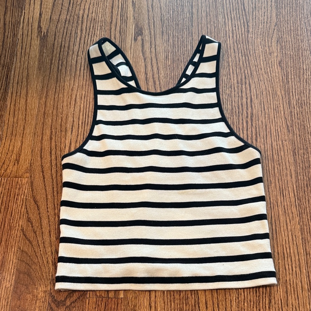 Massimo Dutti Striped Black and White Women's Racerback Top